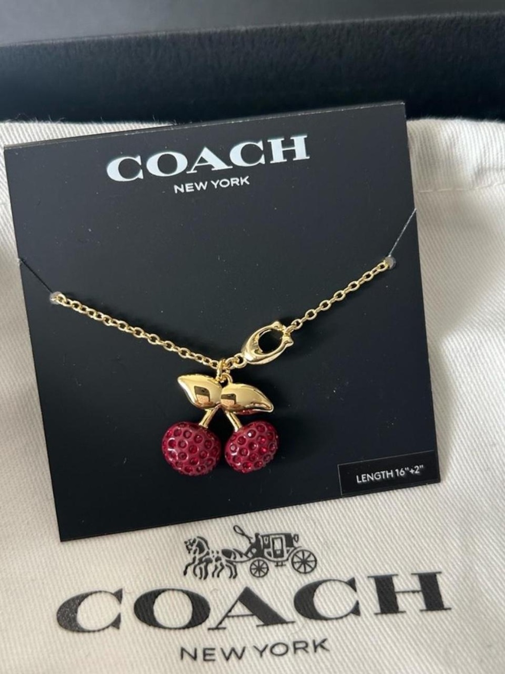 Coach Gold Cherry Pendant Necklace